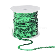 PandaHall Elite AB-Color Plastic Paillette Beads, Sequins Beads, Ornament Accessories, Flat Round, Green, 6mm, about 100yards/roll(PVC-PH0001-14F)