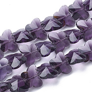 Transparent Glass Beads, Faceted, Butterfly, Indigo, 12x14.5x7.5mm, Hole: 1mm(GLAA-Q066-14mm-B03)