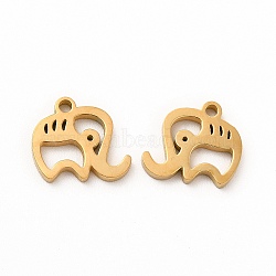 Ion Plating(IP) 304 Stainless Steel Charms, Elephant, Golden, 10.5x10.5x1.4mm, Hole: 1.4mm(STAS-M089-26G)