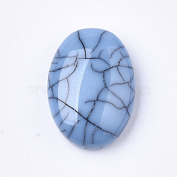 Resin Cabochons, Imitation Turquoise, Oval, Cornflower Blue, 14x10x4mm(RESI-T034-08B-02)