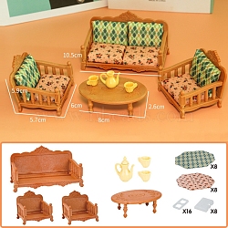 Plastic Sofa & Table & Teapot Miniature Ornament Sets, Micro Landscape Home Dollhouse Accessories, Mixed Color, 105mm(PW-WGAC384-01)