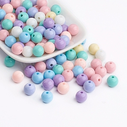 Opaque Acrylic Beads, Round, Mixed Color, 10mm, Hole: 2mm, about 1820pcs/1000g(SACR-R746-08)