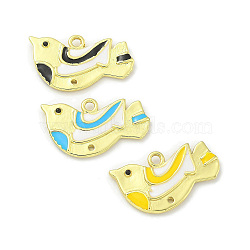 Rack Plating Brass Enamel Pendants, Long-Lasting Plated, Lead Free & Cadmium Free, Bird Charms, Real 18K Gold Plated, Mixed Color, 16x29x3.8mm, Hole: 2.4mm(KK-L224-060G)