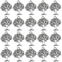 100Pcs Tibetan Style Alloy Pendant, Lead Free and Cadmium Free, Tree of Life, Antique Silver, 22x17x2mm, Hole: 2mm(FIND-SC0005-60)