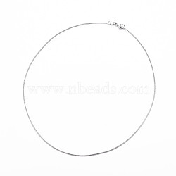 Brass Herringbone Chain Round Snake Chain Necklaces, Platinum, 17.32 inch(44cm)(X-NJEW-Q285-01)