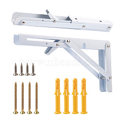 Iron Folding Shelf Brackets, with Plastic Plus & Iron Screws, White, 1.6~25x0.65~3.7x0.65~2.3cm, 20pcs/set(SW-TAC0001-12B)