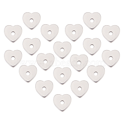 120Pcs 304 Stainless Steel Beads, Heart, Stainless Steel Color, 6x6x1mm, Hole: 1mm(STAS-DC0011-40)