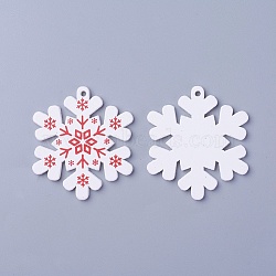 Poplar Wood Pendants, Dyed, Snowflake, White, 50x44.5x3mm, Hole: 2mm(X-WOOD-O004-11B)