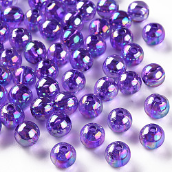 Transparent Acrylic Beads, AB Color Plated, Round, Blue Violet, 8x7mm, Hole: 2mm, about 1745pcs/500g(MACR-S370-B8mm-747)
