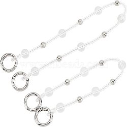 Acrylic Bag Handles, with  Zinc Alloy Spring Gate Rings, for Bag Straps Replacement Accessories, Platinum, 305~403mm, Beads: 4.5mm, 12mm and 8mm, Clasp: 24.5x3.5mm, 17mm Inner Diameter, 2pcs/set(FIND-CA0001-30P)