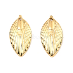 304 Stainless Steel Pendants, Leaf Charm, Real 18K Gold Plated, 17.5x8.5x1.5mm, Hole: 1mm(STAS-A089-15G)