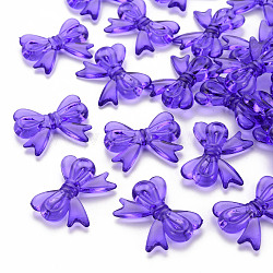 Transparent Acrylic Beads, Bowknot, Medium Purple, 23x29.5x6mm, Hole: 1.6mm, about 293pcs/500g(TACR-S154-56B-936)