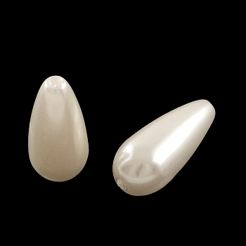 ABS Plastic Imitation Pearl Teardrop Beads, White, 17x7.5mm, Hole: 2mm
