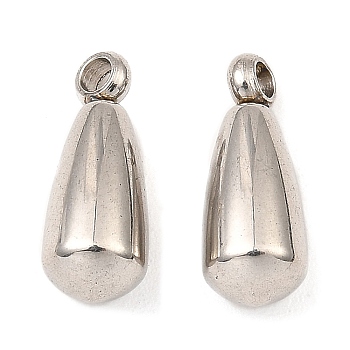 Anti-Tarnish 304 Stainless Steel Charms, Chain Extender Drop, Teardrop Charm, Stainless Steel Color, 13x5mm, Hole: 1.6mm