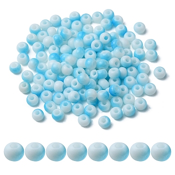 6/0 Opaque Glass Seed Beads, Round Hole, Rondelle, Sky Blue, 4~4.5x3~4mm, Hole: 0.8~1.5mm, 10g/box