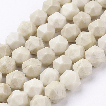 Natural Petrified Wood Beads Strands, Faceted, Round, 10x9mm, Hole: 1.2mm, about 38pcs/strand, 15.3 inch(39cm)