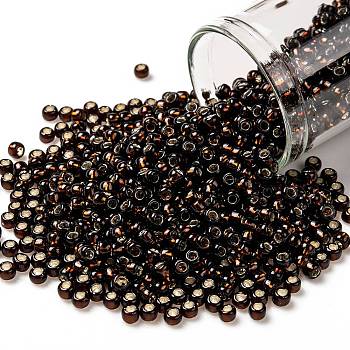 TOHO Round Seed Beads, Japanese Seed Beads, (2205) Silver Lined Root Beer, 8/0, 3mm, Hole: 1mm, about 222pcs/10g