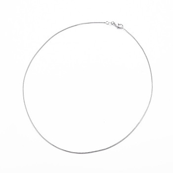 Brass Herringbone Chain Round Snake Chain Necklaces, Platinum, 17.32 inch(44cm)