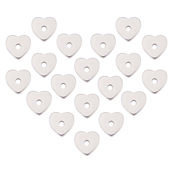 120Pcs 304 Stainless Steel Beads, Heart, Stainless Steel Color, 6x6x1mm, Hole: 1mm