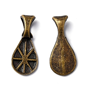 Tibetan Style Glue-on Flat Pad Bails, Cadmium Free & Nickel Free & Lead Free, Antique Bronze, 16x7x4.5mm, Hole: 4.5x3mm