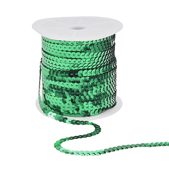 PandaHall Elite AB-Color Plastic Paillette Beads, Sequins Beads, Ornament Accessories, Flat Round, Green, 6mm, about 100yards/roll