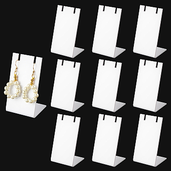 Acrylic Earring Display Stands, Rectangle, White, 3.6x4.5x7.7cm
