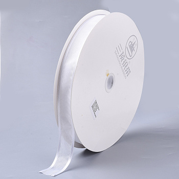 Polyester Organza Ribbon, for Gift, Party Decorate, White, 1 inch(25mm), about 100yards/roll