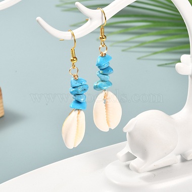 Natural Cowrie Shell Beads Dangle Earrings(EJEW-JE04642)-4