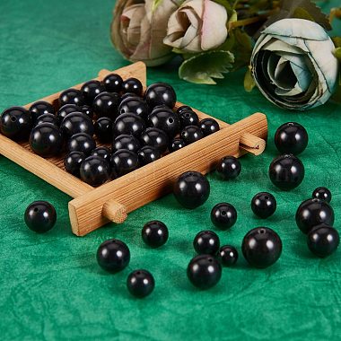 120pcs 4 brins de perles de pierre noire synthétique de style(G-SZ0001-24)-6