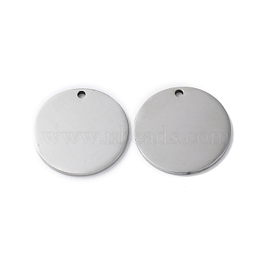 Stainless Steel Color Flat Round 304 Stainless Steel Pendants