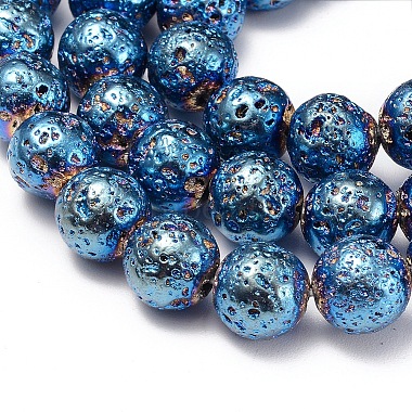 Electroplated Natural Lava Rock Beads Strands(X-G-I260-11A)-2