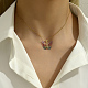 collier pendentif papillon en plastique avec chaînes en acier inoxydable doré(XQ2799-2)-3