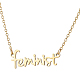 201 collier pendentif mot féministe en acier inoxydable(GIPO-PW0001-010G)-1