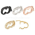 4Pcs 4 Styles Brass Micro Pave Clear Cubic Zirconia Twister Clasps, Mixed Color, 19x9.5x2~3mm, 1pc/style(ZIRC-DR0001-03)