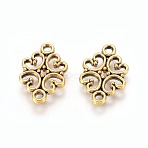 Tibetan Style Links connectors, Zinc Alloy, Flower, Antique Golden, Cadmium Free & Nickel Free & Lead Free,  18x13x1mm, hole: 2mm(X-TIBEP-S005-AG-FF)