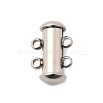 304 Stainless Steel Slide Lock Clasps, Tube, 2-Strand, 4-Hole, Stainless Steel Color, 15x10x6.5mm, Hole: 1.8mm(STAS-F350-05A-P)
