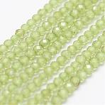Natural Olive Quartz Beads Strands, Faceted, Round, 2mm, Hole: 0.5mm,  about 175pcs/strand, 14.9 inch(38cm)(G-K185-17)