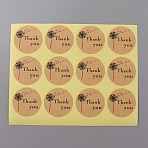 Round Dot Kraft Paper Adhesive Label Stickers, Word Thank You Dandelion Sealing Decals for Gift Seal Decor, BurlyWood, 125~126x155~156x0.1mm, Sticker: 35mm, 12pcs/sheet(STIC-WH0012-07)