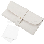 1Pc Rectangle Shape PVC Leather Eyeglass Cases, Portable Sunglasses Holder, with 1Pc Suede Fiber Glasses Cleaning Cloth, White, 165x82.5x12~44mm, 1pc(AJEW-CN0003-63A)