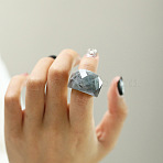Fashionable 304 Stainless Steel & Natural Labradorite Finger Rings, Real 18K Gold Plated, US Size 7(17.3mm)(FS-WG90577-33)