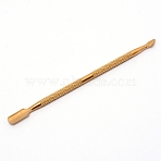 Double Head Stainless Steel Cuticle Pusher and Cutter, Manicure and Pedicure Tool, Golden, 131.5x7.8x5mm(MRMJ-WH0063-49)