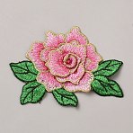 Computerized Embroidery Cloth Iron on/Sew on Patches, Costume Accessories, Appliques, Flower, Pink, 78x107x3mm(DIY-WH0622-093K)
