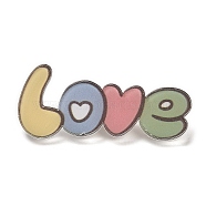 Cartoon Style Acrylic Brooch, Platinum Iron Pin for Backpack Clothes, Word Love, 17x40x2mm(JEWB-D016-01A)