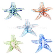 Handmade Lampwork Pendants, Starfish/Sea Stars, 57mm wide, 55mm long, hole: 7mm(DP575J)