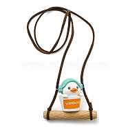Cute Plastic Swinging Bathtub Duck Pendant Decorations, for Car Interiors Hanging Ornaments, Turquoise, 310mm, pendant: 44x60x27mm(HJEW-A009-01A)