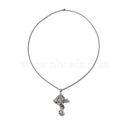 Cross with Dragon Alloy Pendant Necklace with 201 Stainless Steel Box Chains, Antique Silver, 23.50 inch(59.7cm)(NJEW-D053-03AS)