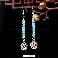 Turquoise Dangle Earrings for Women, Flower(WG2299-11)