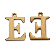 304 Stainless Steel Alphabet Charms, Antique Bronze, Letter.E, 12x9x1mm, Hole: 1mm(STAS-H122-E-AB)