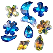 10Pcs 6 Style K9 Glass Rhinestone Pendants, Imitation Austrian Crystal, Faceted, Mixed Shape, Mixed Color, 28x28x11mm, Hole: 1.6mm, 1pc/color(GLAA-SZ0001-73)