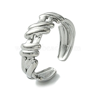 Non-Tarnish 304 Stainless Steel Open Cuff Ring, Stainless Steel Color, US Size 7 1/2(17.7mm)(RJEW-L110-020P)